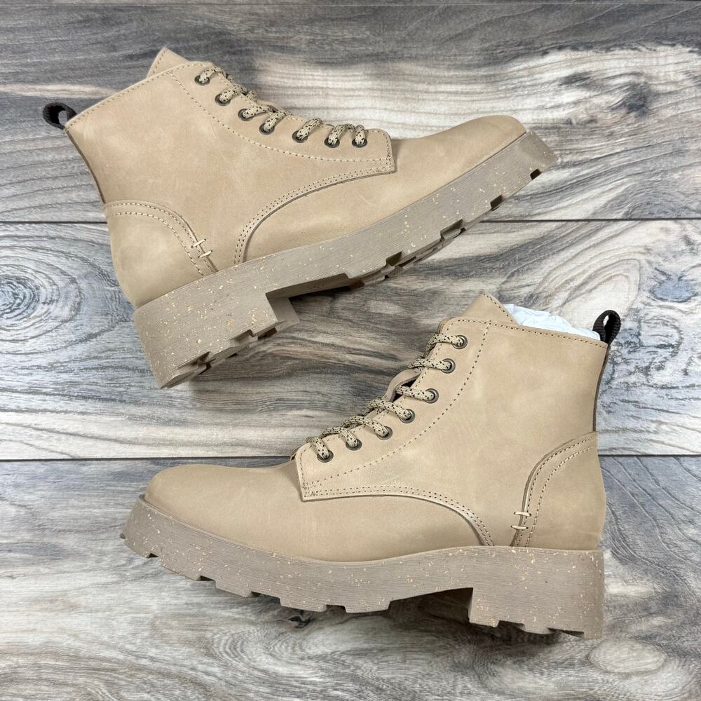 NIB OTBT Immerse 8M Lace Up Boots Combat Booties Beige Nubuck Made In Portugal - Picture 6 of 11